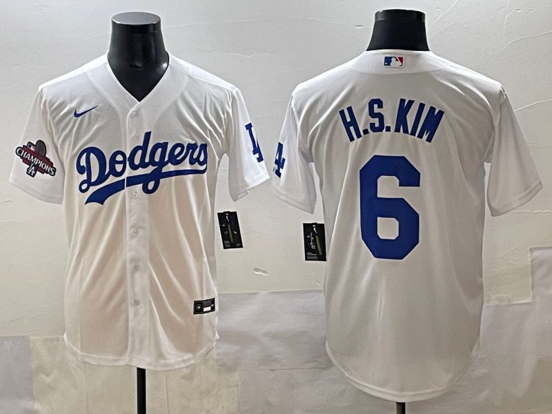 Men 2025 Los Angeles Dodgers #6 H.S.Kim White Game Nike MLB Jersey style 6